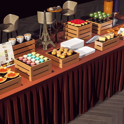  取餐台 果盘 点心su模型 