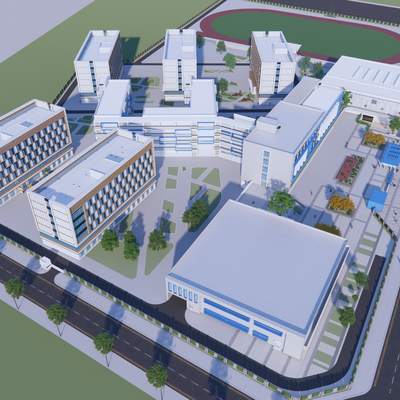  学校鸟瞰su模型 