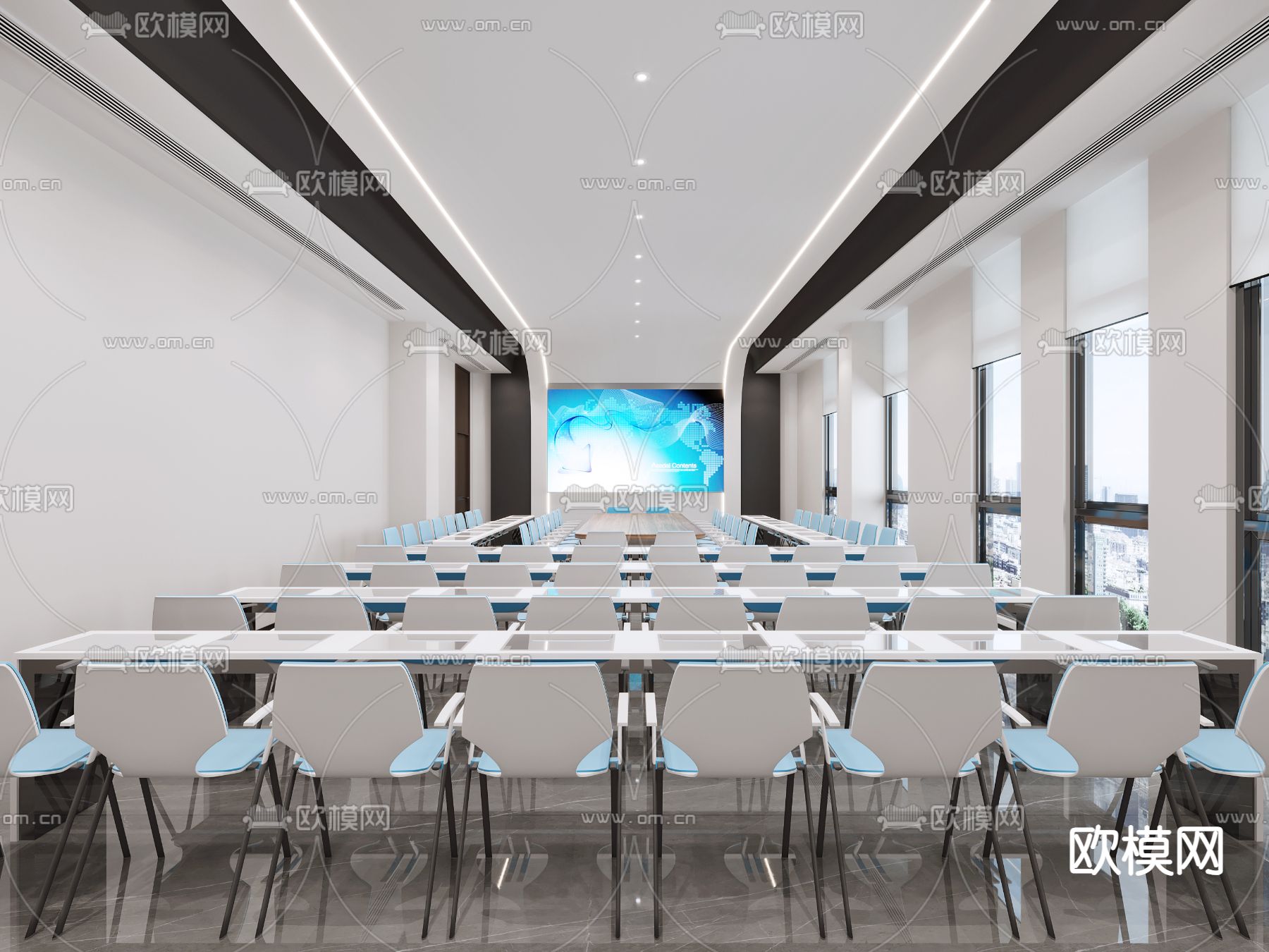 现代会议室3d模型下载（渲染图1）