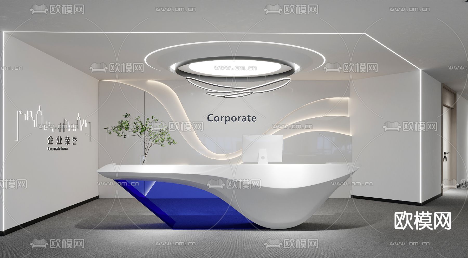 公司前台 接待3d模型下载