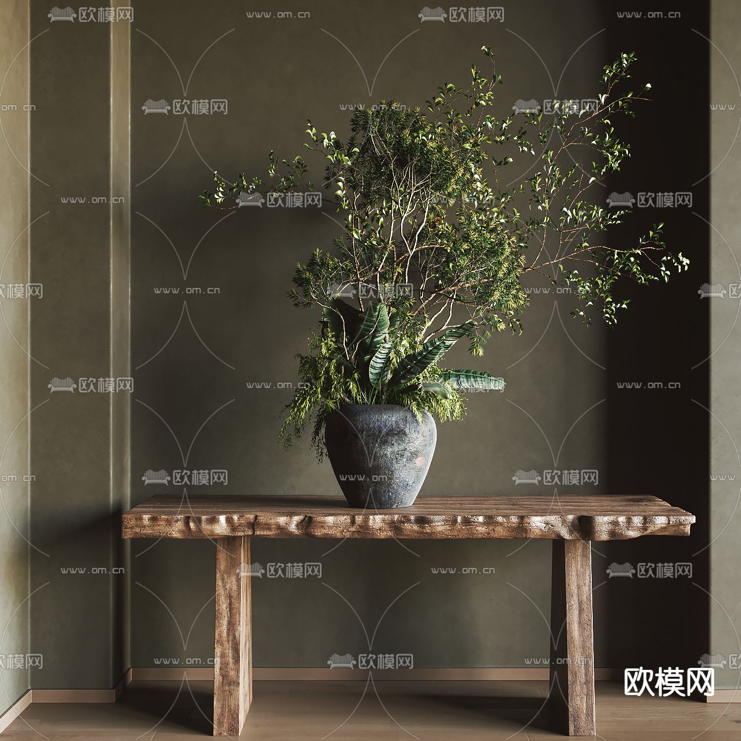 侘寂风盆景 盆栽su模型