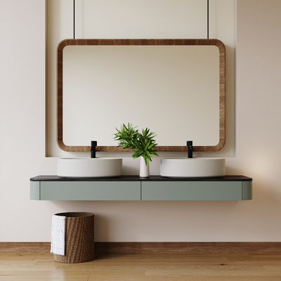  北欧洗漱池 双盆洗手池su模型 