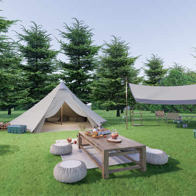 户外露营 帐篷 踏青野炊su模型