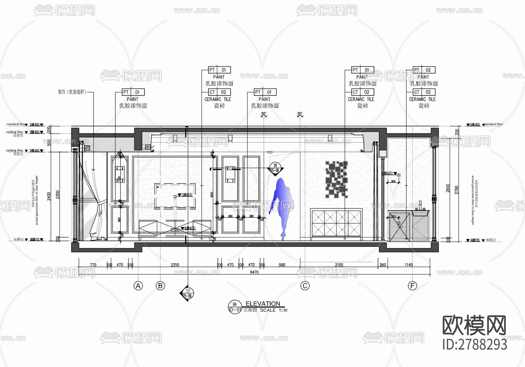 85㎡两居室家装样板间室内CAD施工图下载（渲染图5）