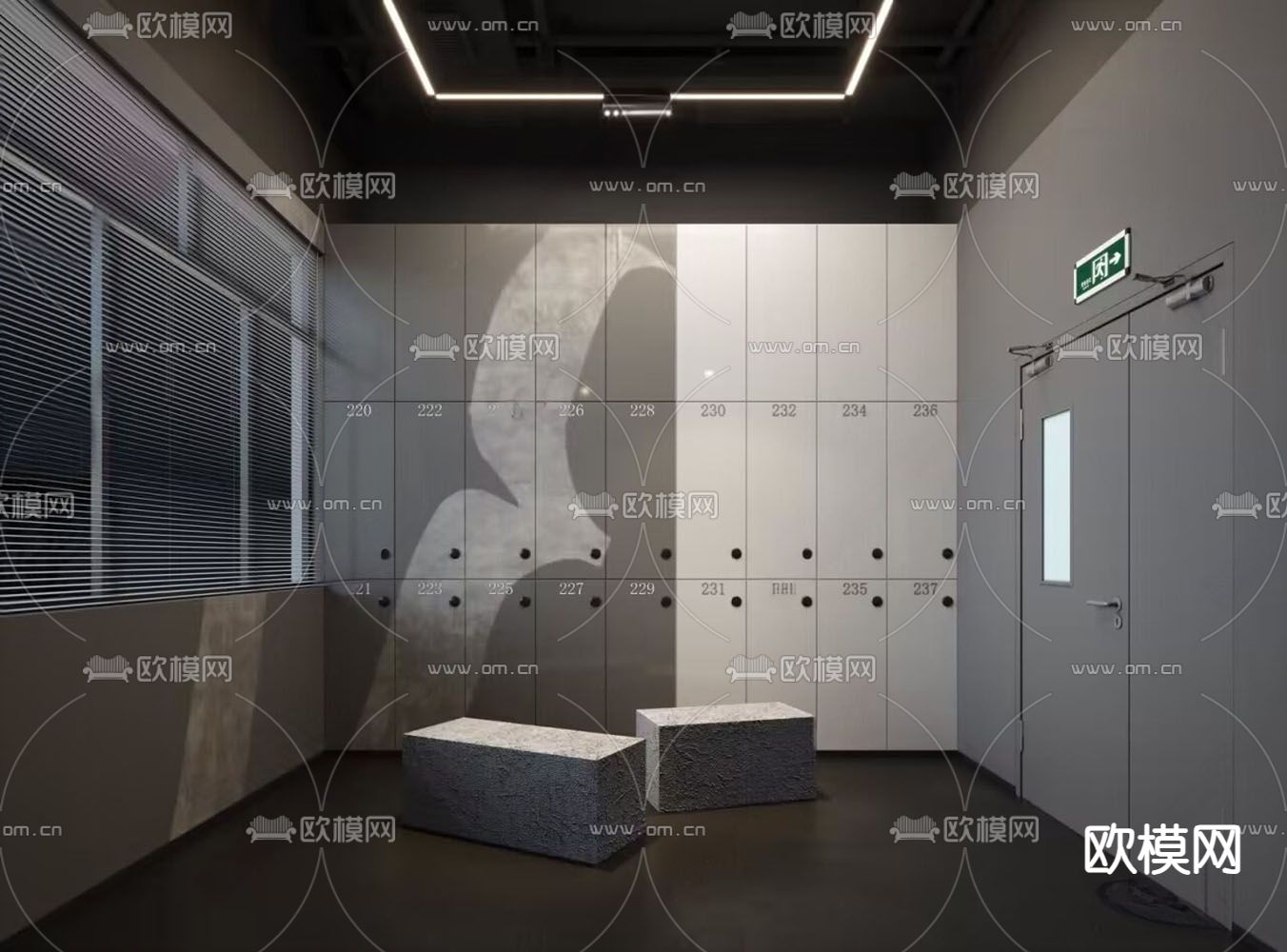 现代换衣间su模型下载（渲染图1）