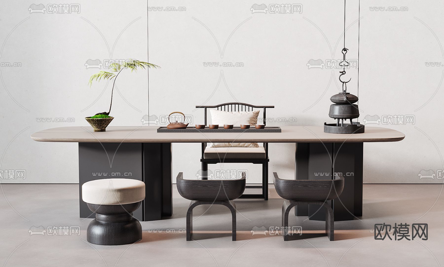 新中式茶桌 茶台3d模型下载