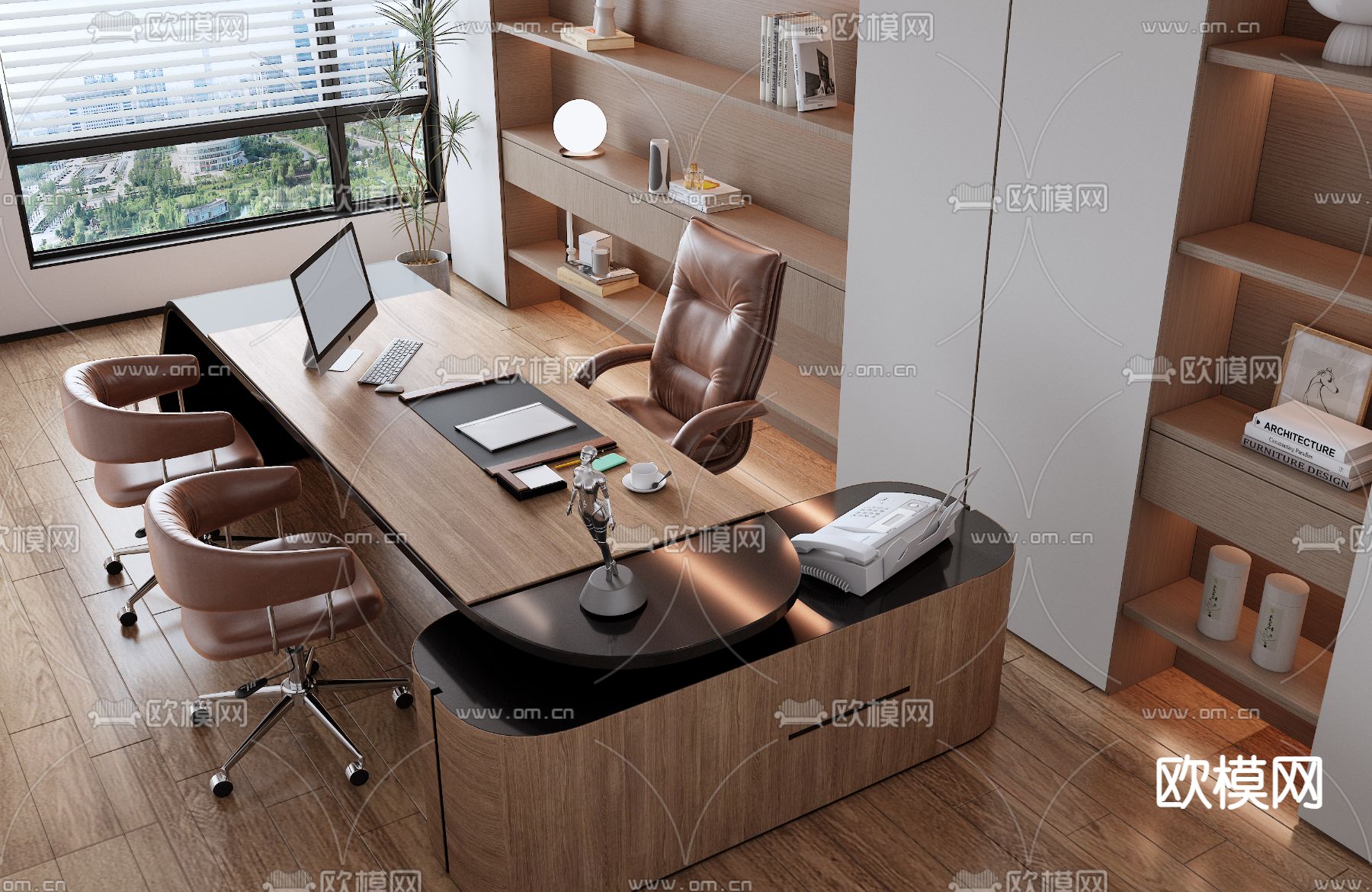 Minotti 班台桌 老板桌 办公桌3d模型下载