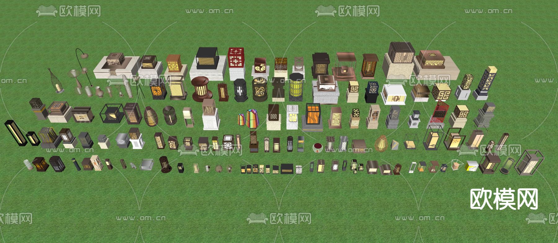 草坪灯 庭院灯 景观灯 地灯su模型下载（渲染图2）