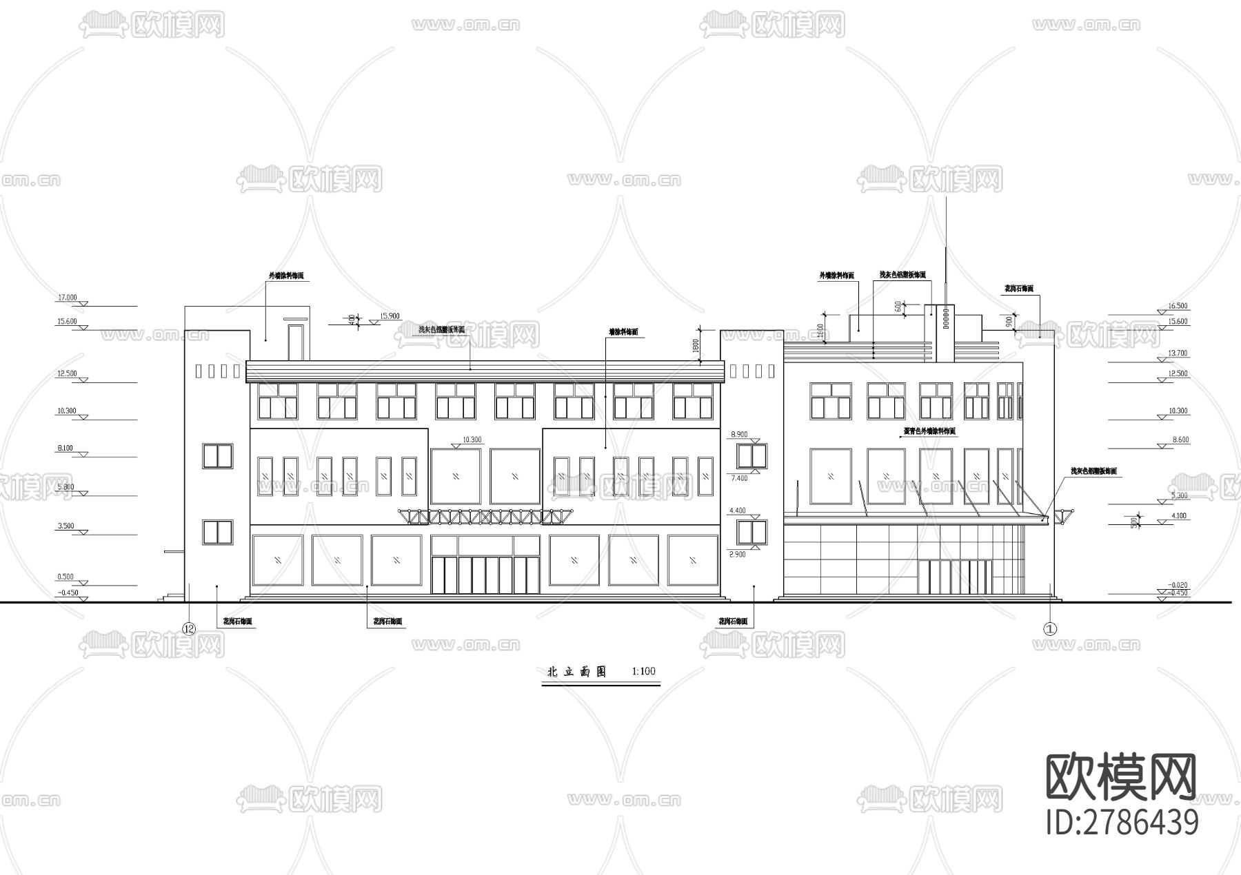 三层综合商场CAD施工图下载（渲染图1）