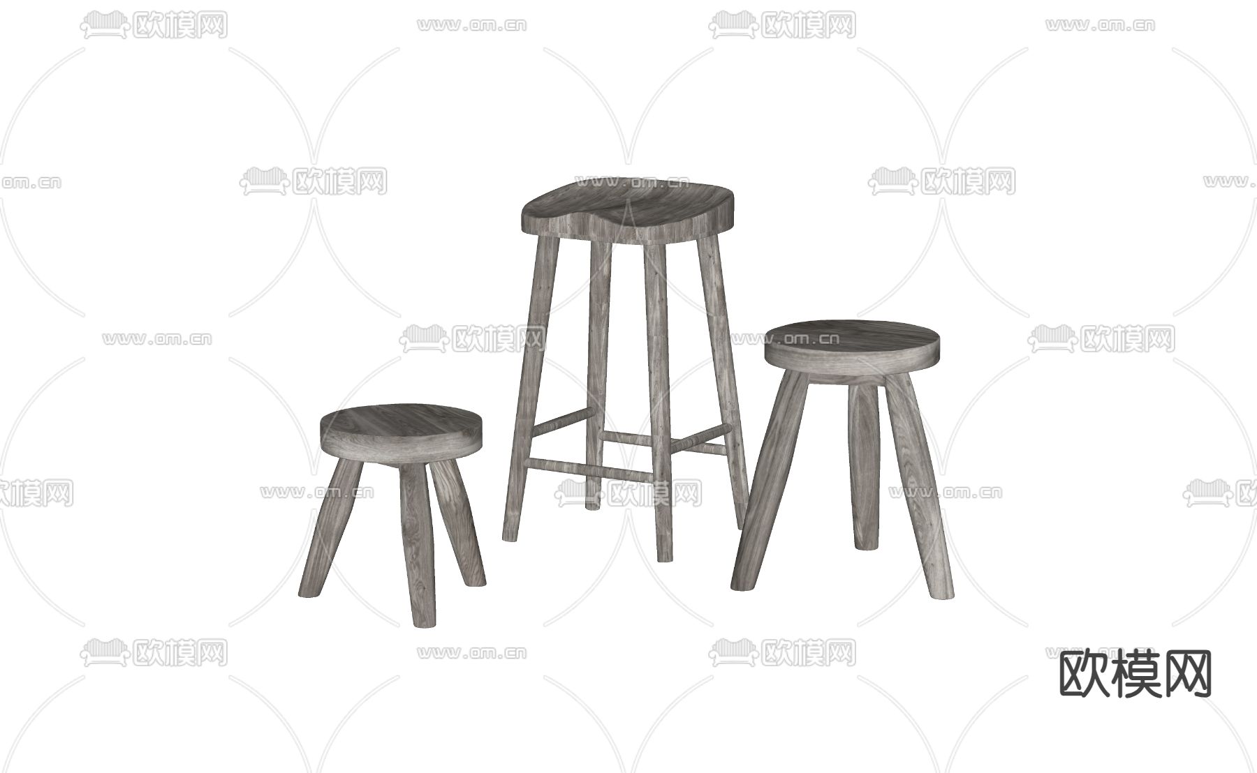 侘寂风吧凳su模型下载（渲染图2）