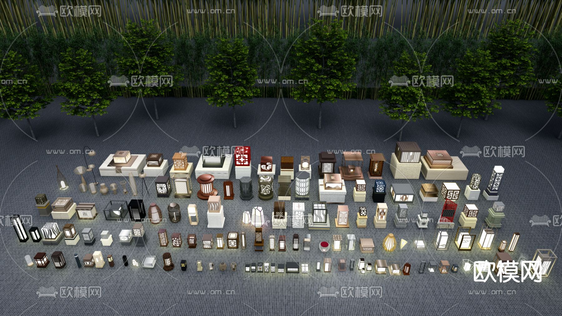 草坪灯 庭院灯 景观灯 地灯su模型下载（渲染图1）