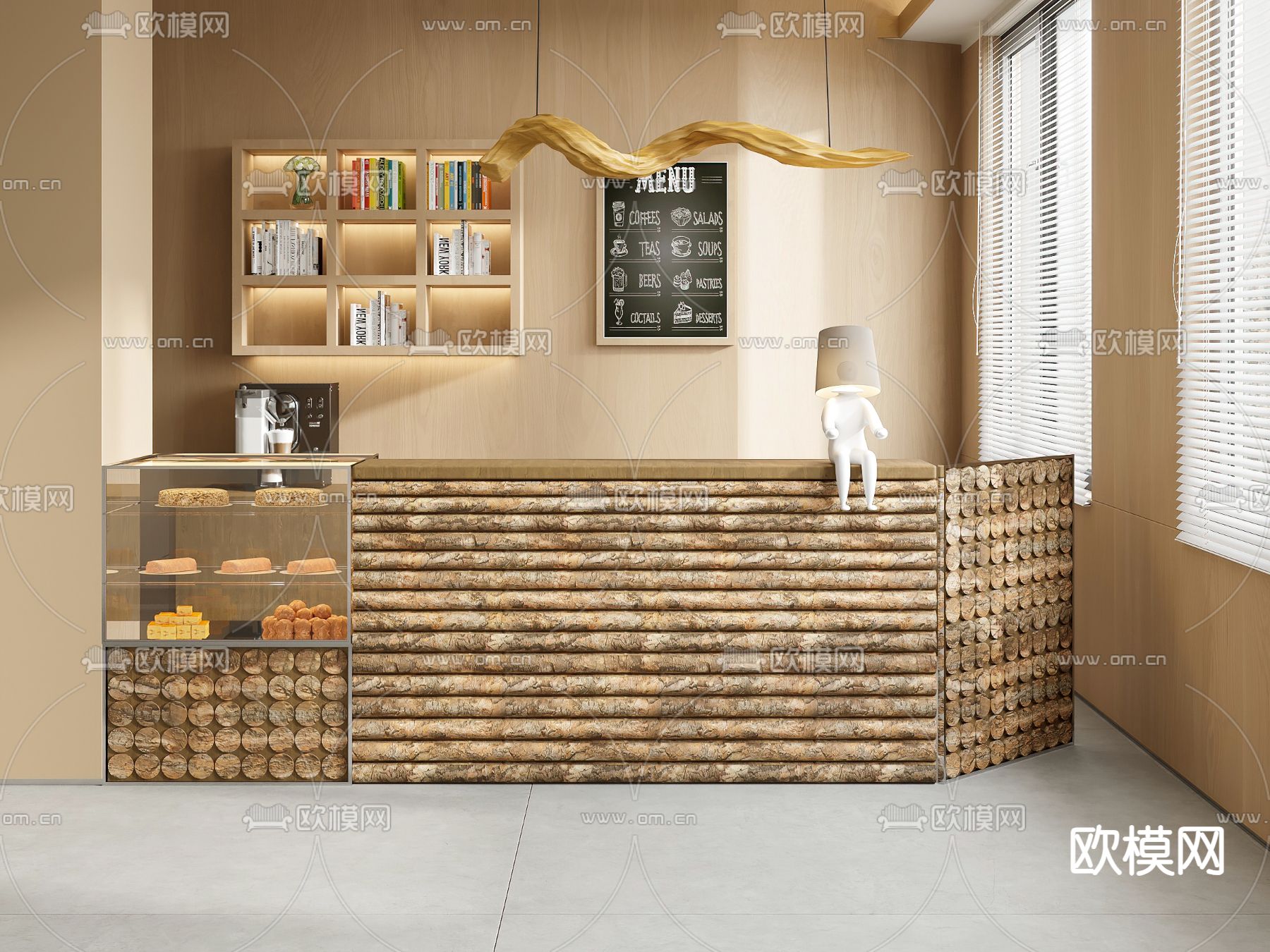 侘寂风面包店 收银台su模型下载（渲染图1）