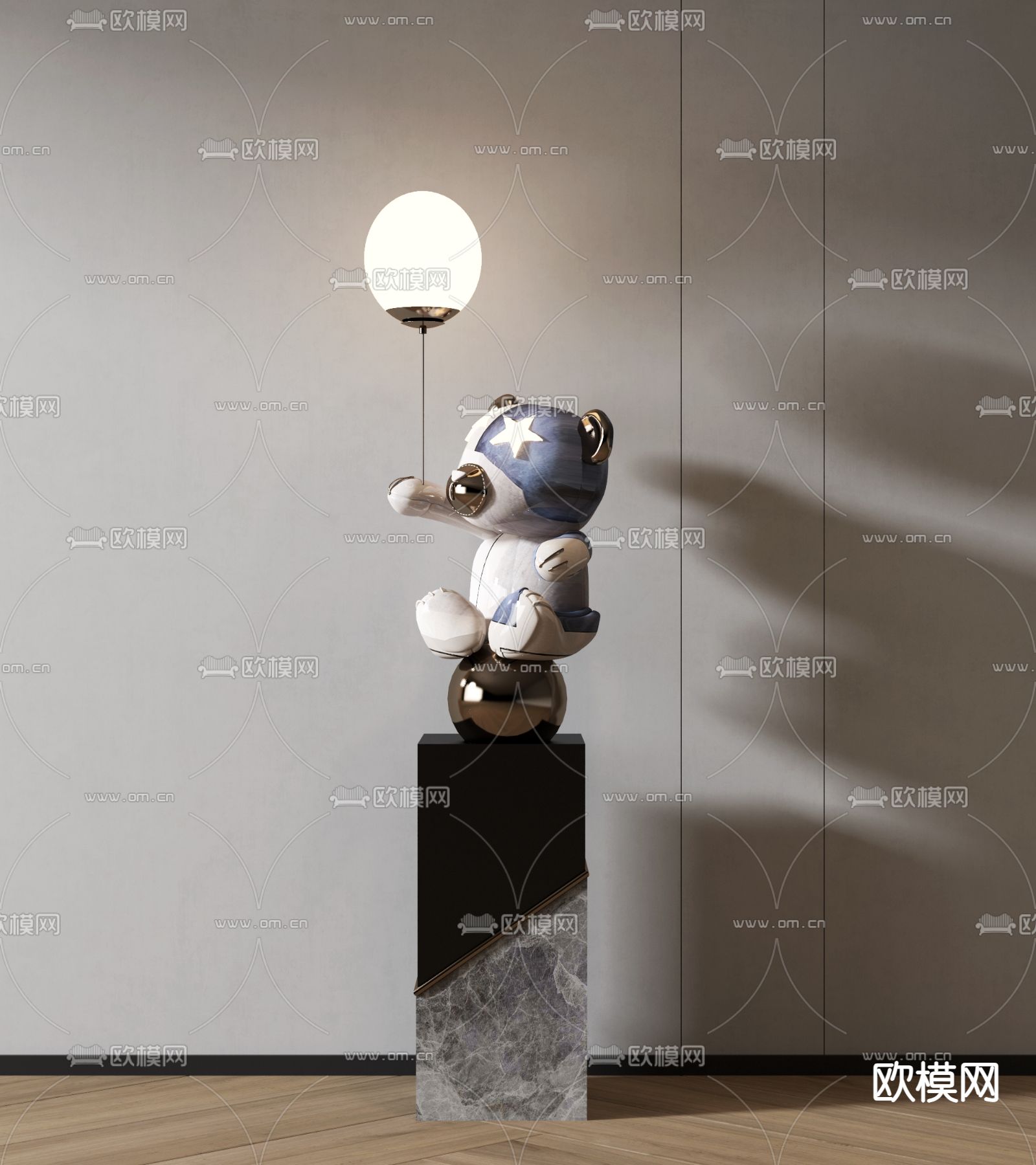 轻奢卡通雕塑su模型下载（渲染图1）