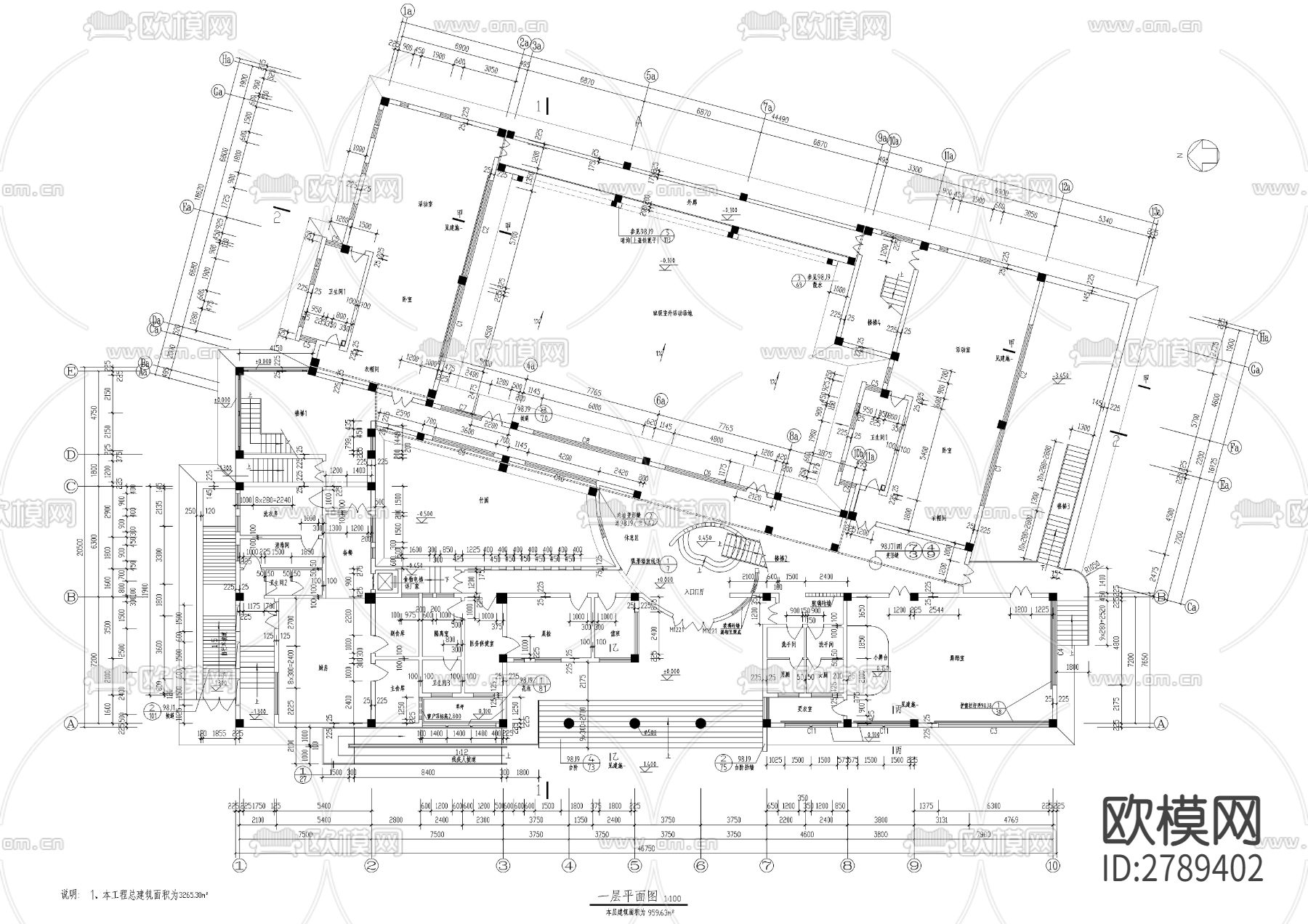 三層幼兒園CAD施工圖下載（渲染圖6）