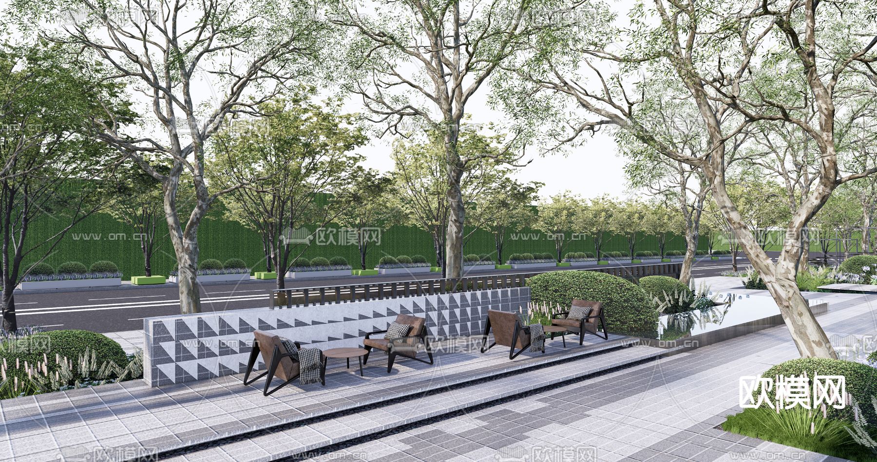 户外桌椅 户外座椅su模型