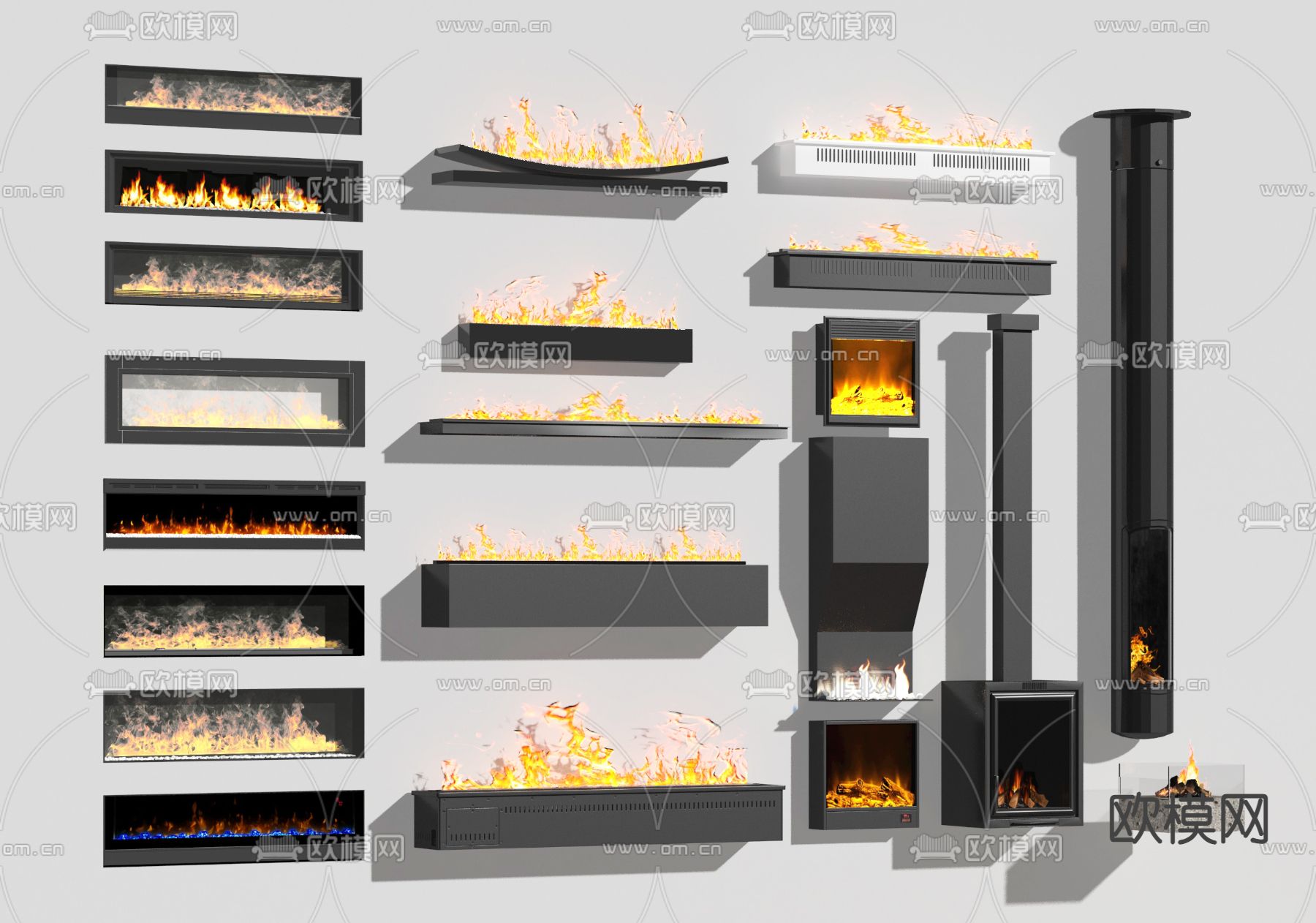 吊挂壁炉 嵌入式壁炉3d模型下载