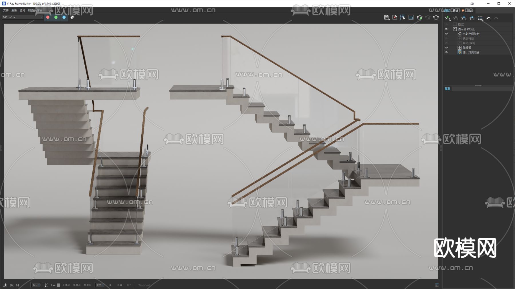玻璃楼梯su模型下载（渲染图3）