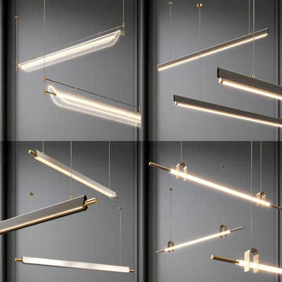  长吊灯 办公吊灯su模型 