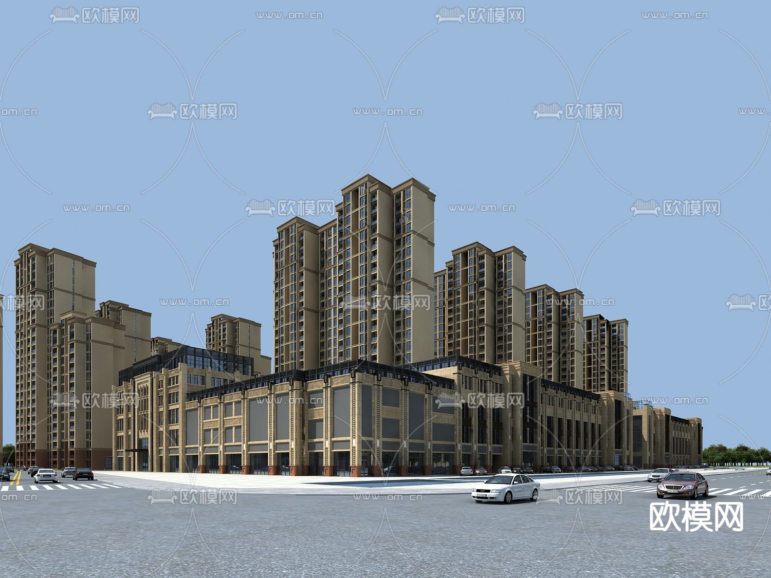 住宅小区鸟瞰3d模型下载（渲染图2）