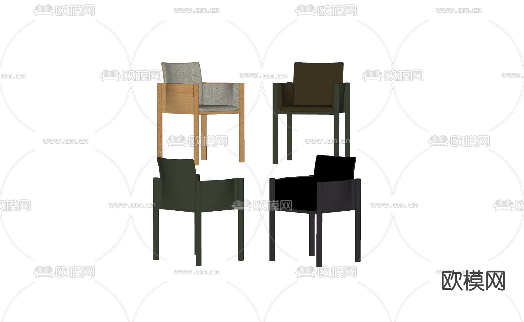 现代单椅 餐椅su模型下载（渲染图2）