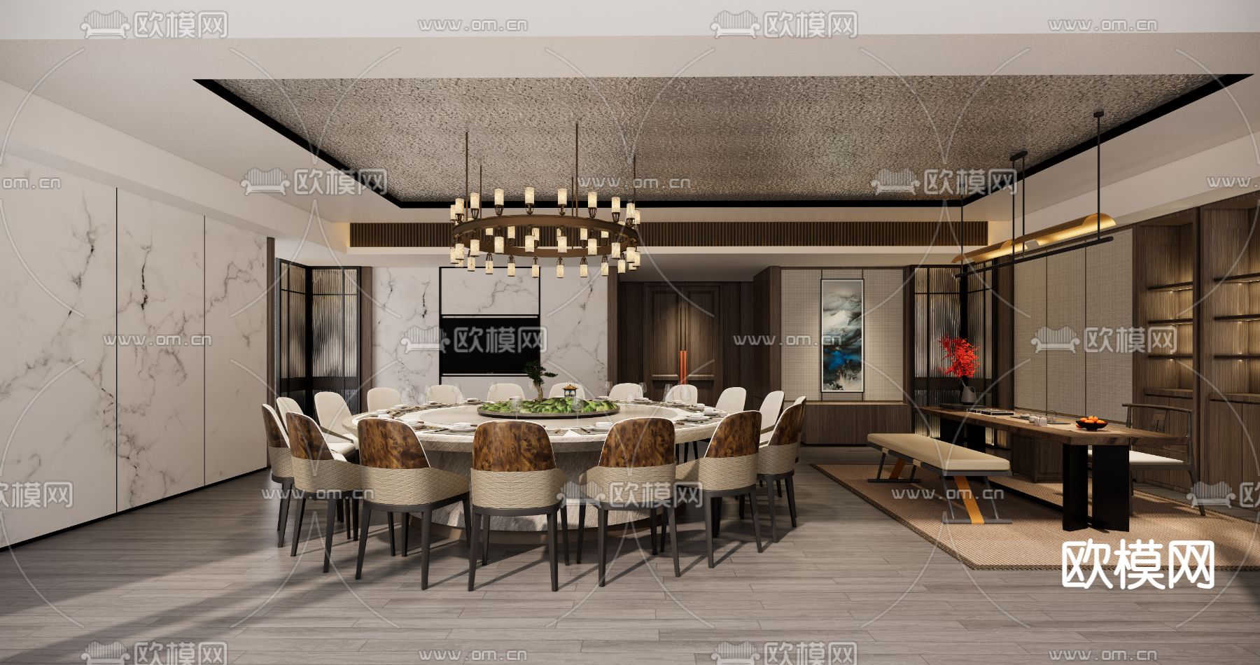 中餐厅包房 包间 包厢su模型下载（渲染图1）