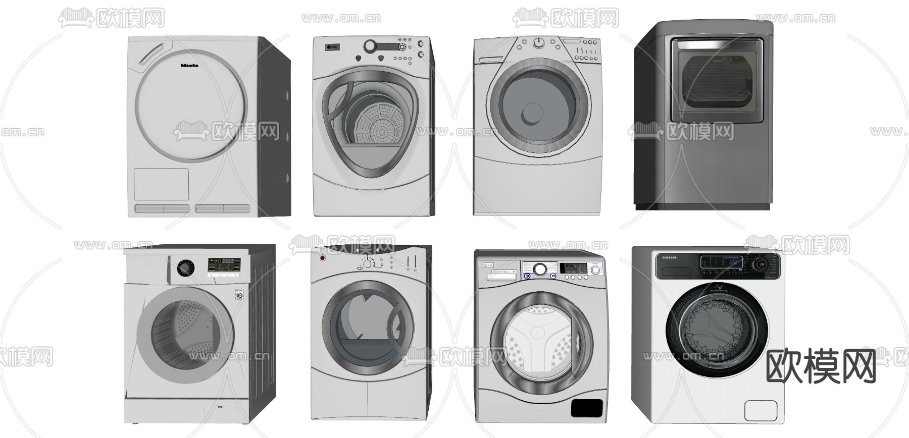 洗衣机 烘衣机su模型下载（渲染图2）