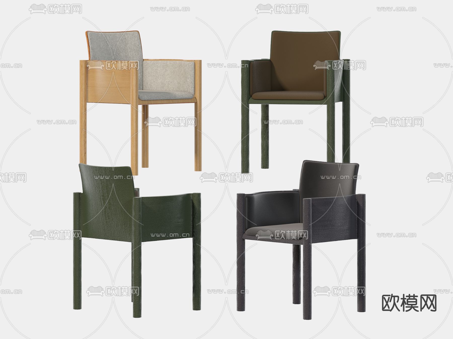 现代单椅 餐椅su模型下载（渲染图1）
