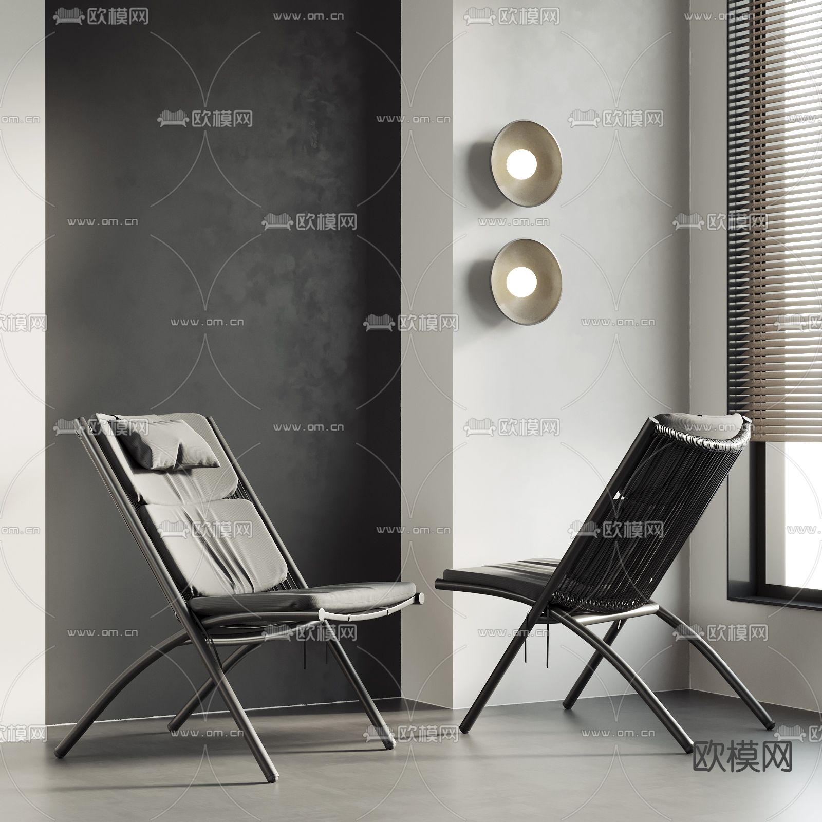 现代休闲椅su模型下载（渲染图1）