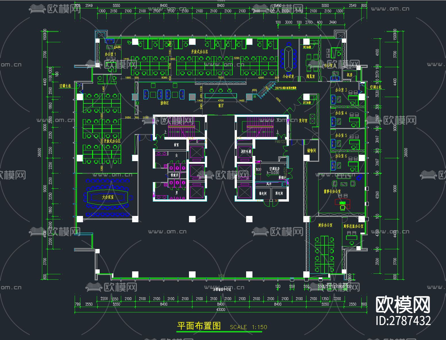 32套新款办公空间CAD施工图下载（渲染图5）