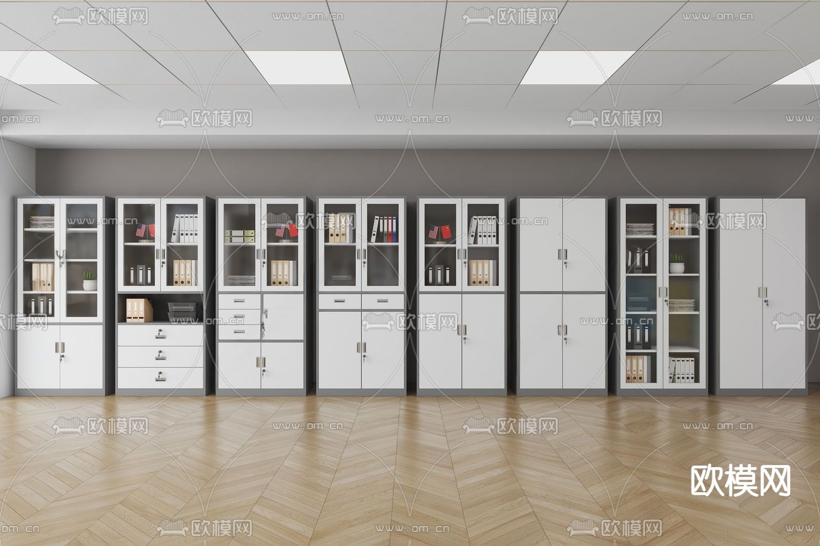 现代文件柜 档案柜su模型下载（渲染图1）