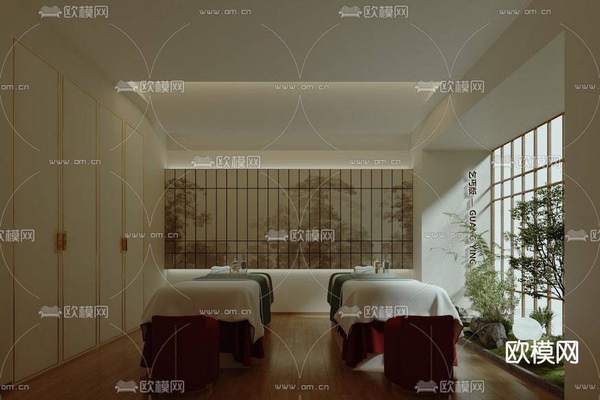 中式SPA 护理房3d模型下载