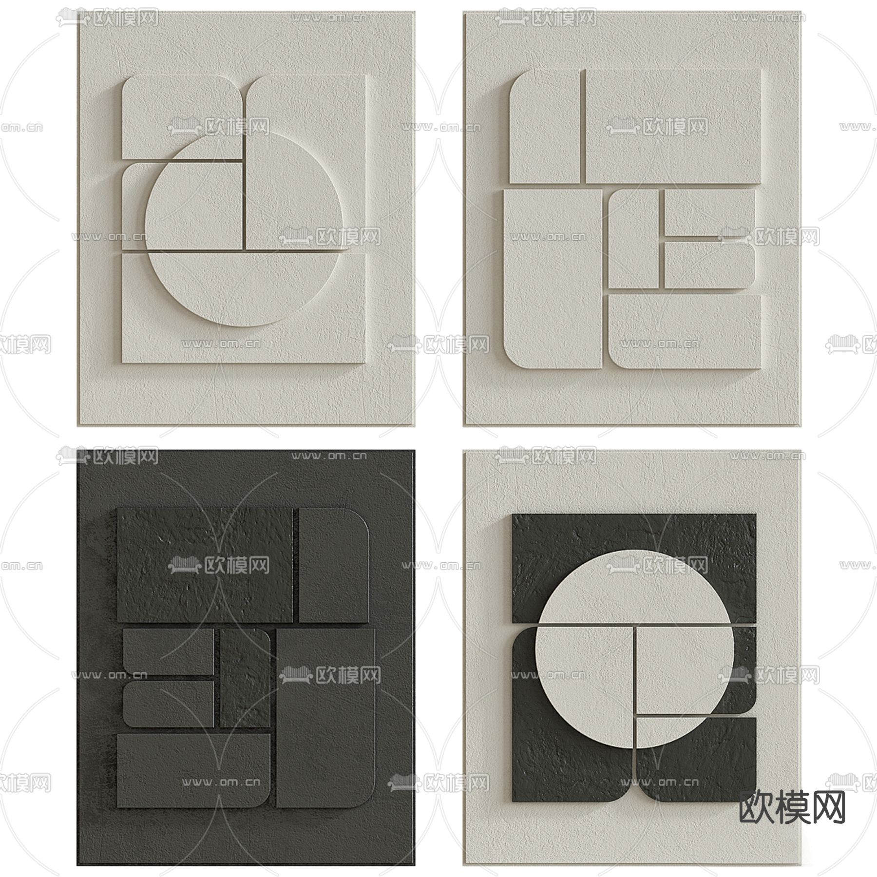 侘寂画 立体画 肌理画3d模型下载（渲染图1）
