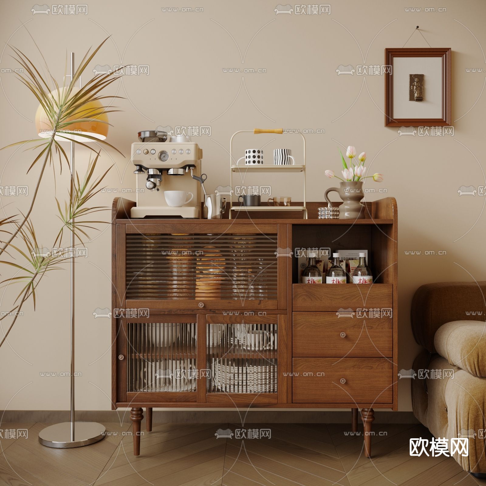 北欧餐边柜 斗柜3d模型下载