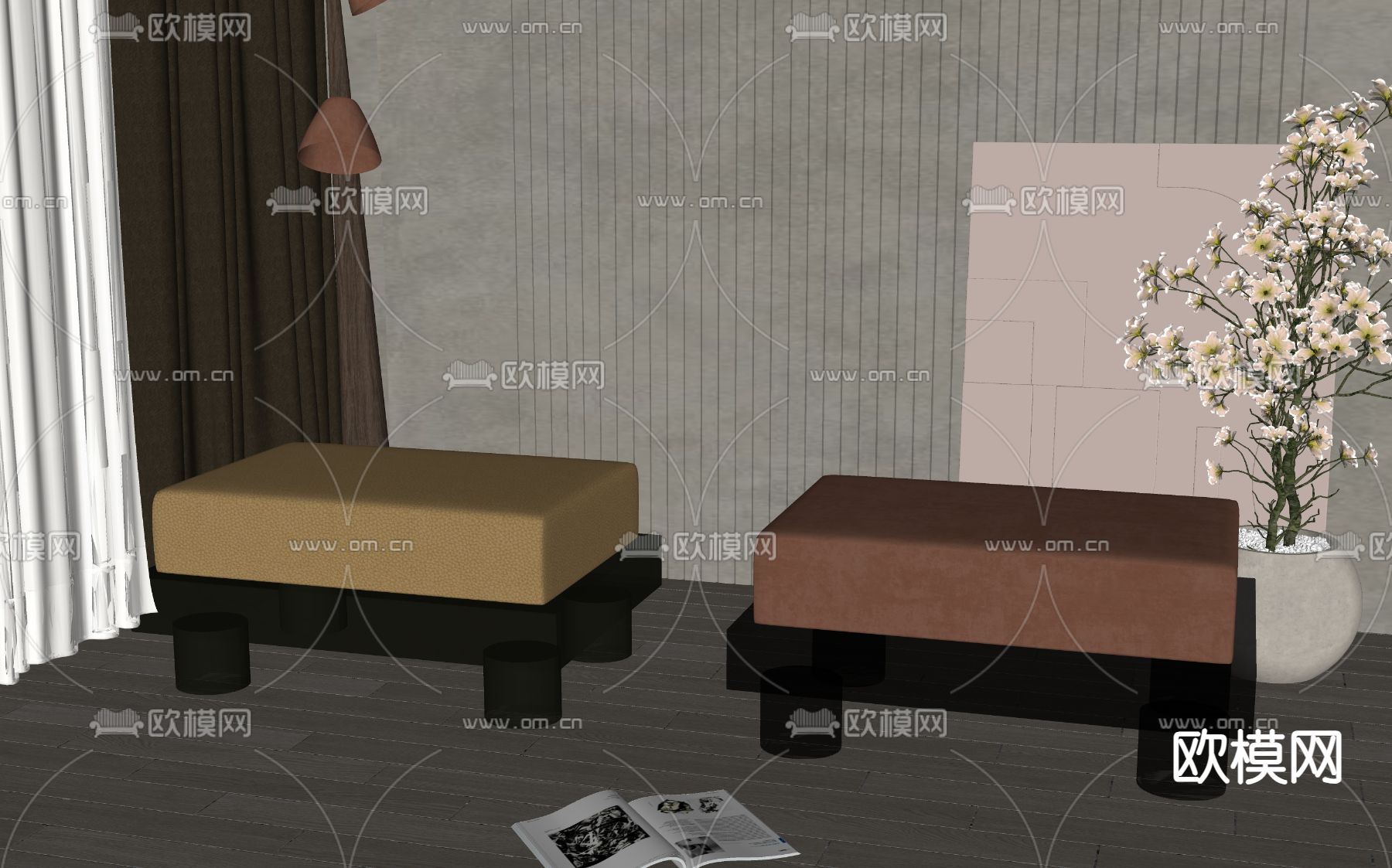 现代凳子su模型下载（渲染图2）