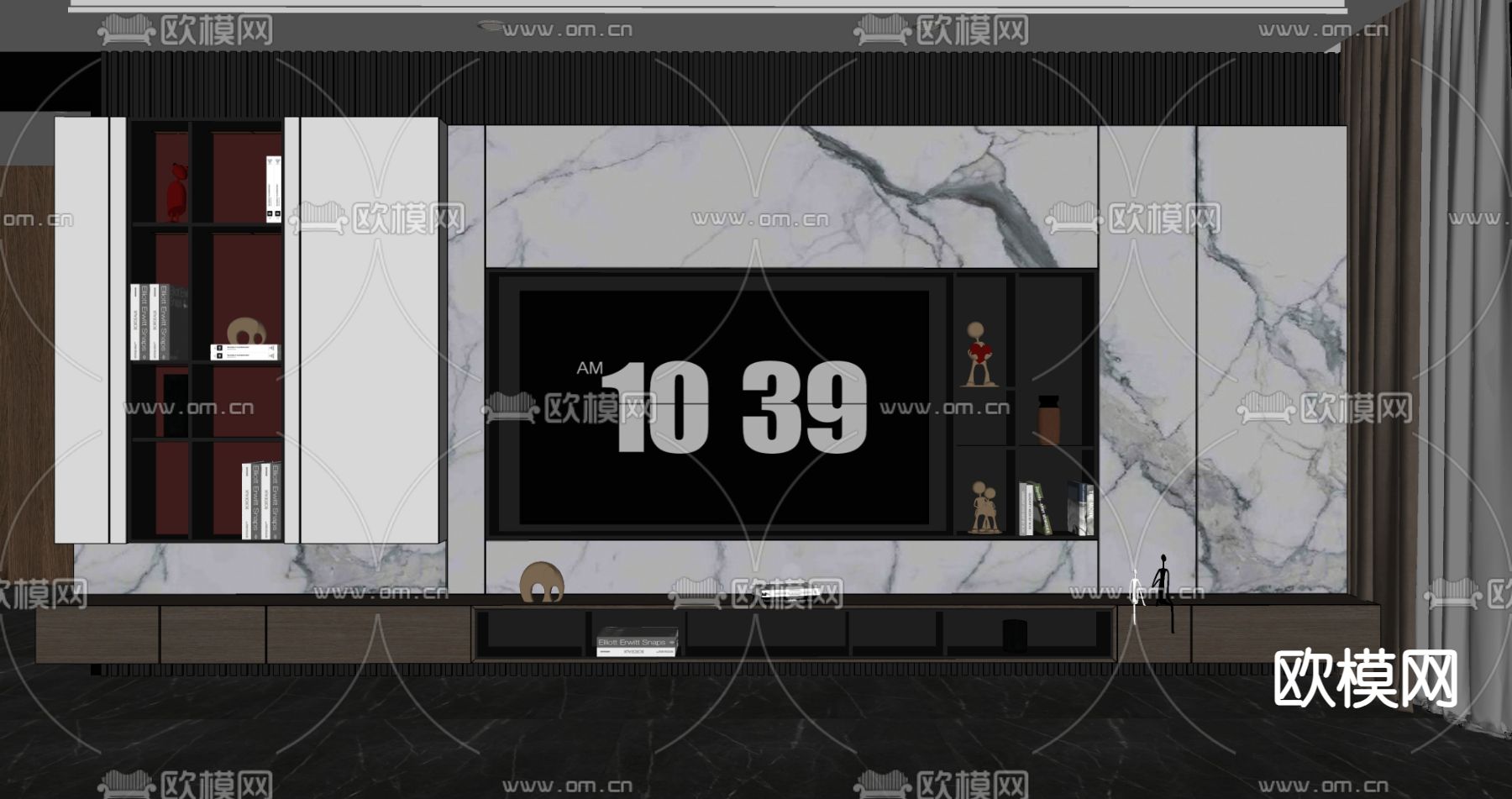 电视背景墙su模型下载（渲染图2）