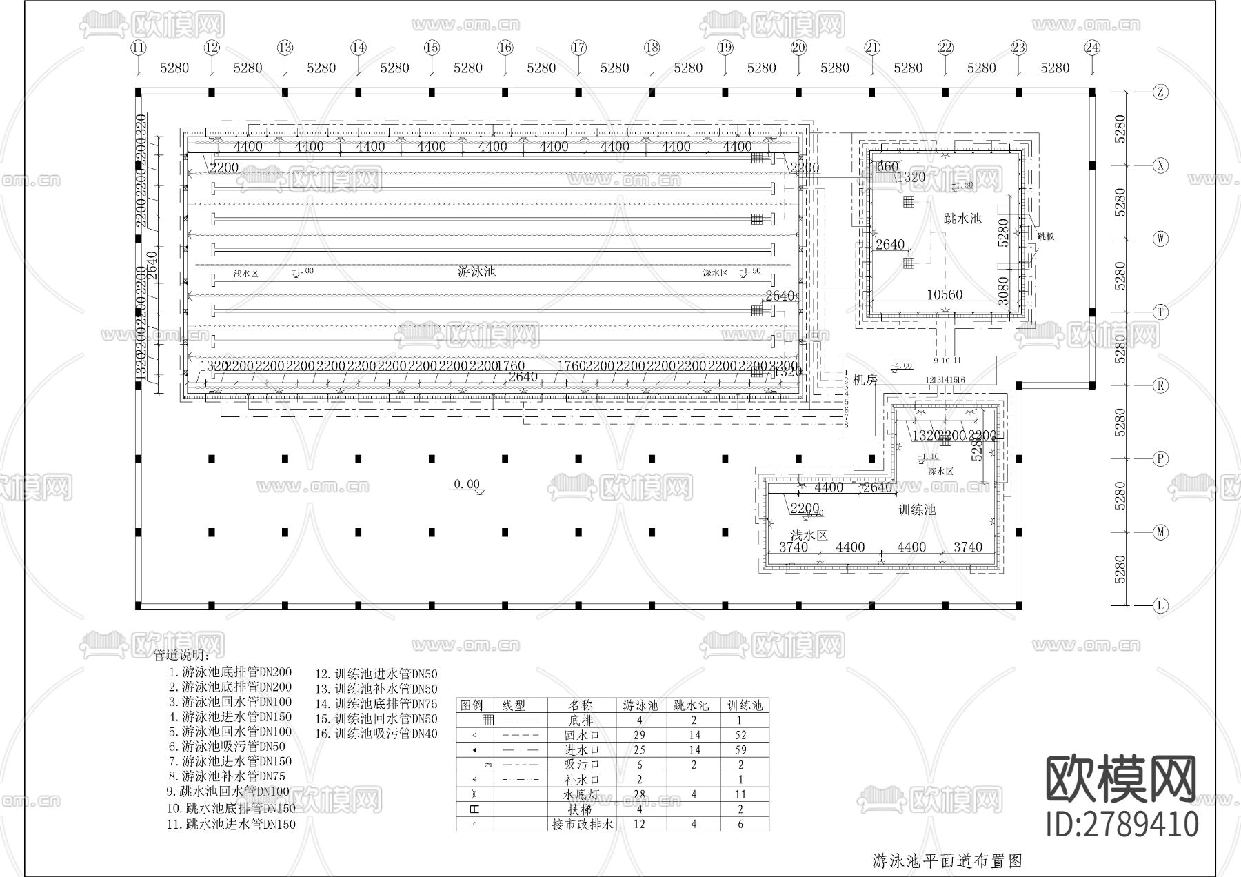 游泳池训练池跳水池CAD施工图下载（渲染图1）