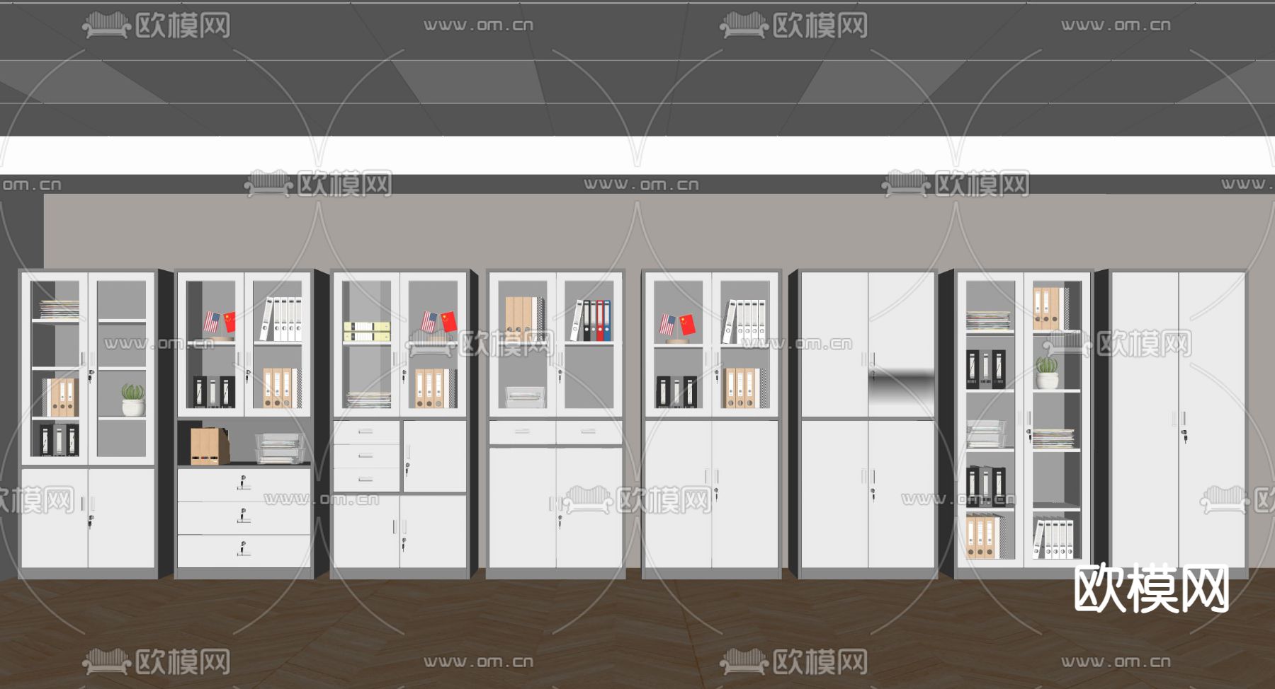 现代文件柜 档案柜su模型下载（渲染图2）
