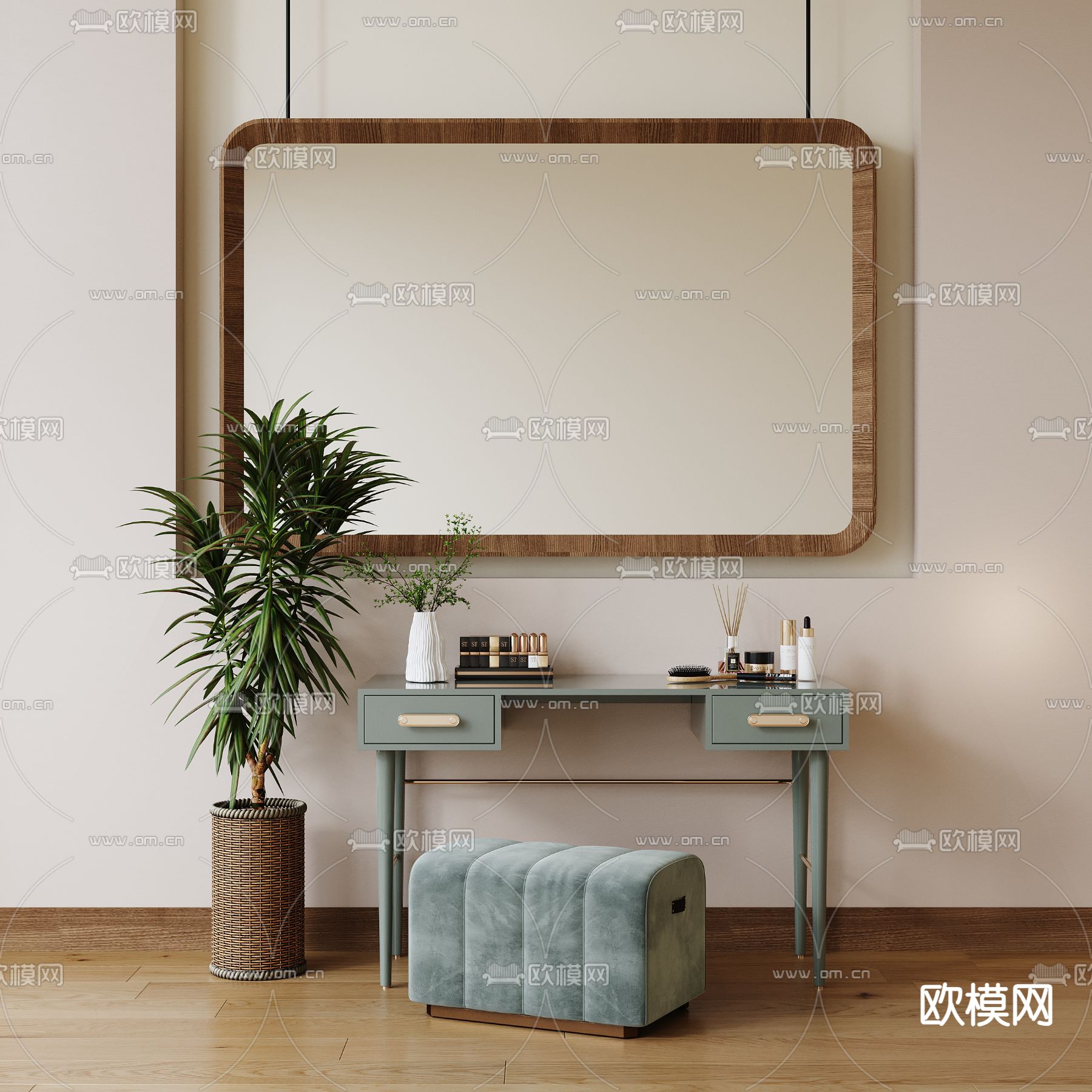 北欧梳妆台 化妆桌3d模型下载