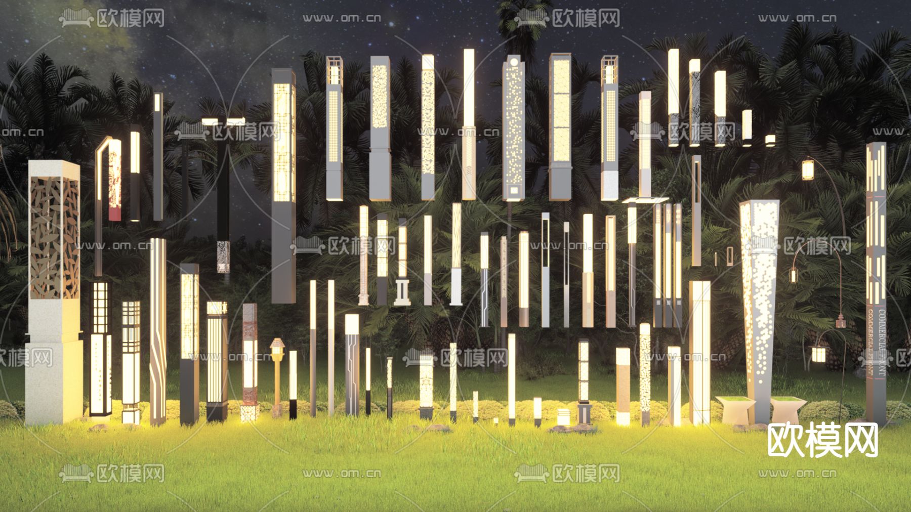 草坪灯 庭院灯 景观灯 地灯su模型下载（渲染图3）