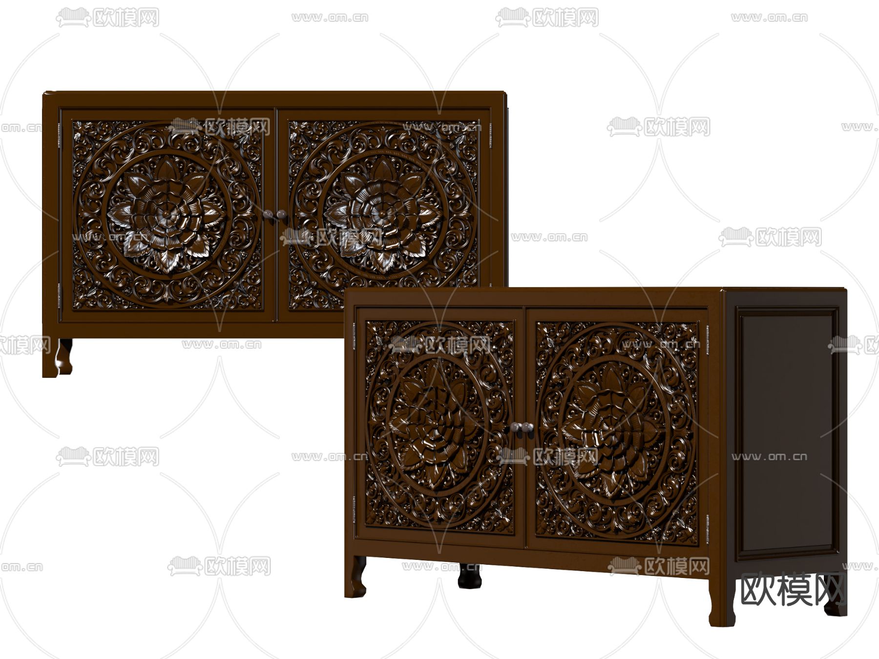 中式储物柜 玄关柜su模型下载（渲染图1）