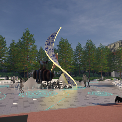 现代文化广场su模型