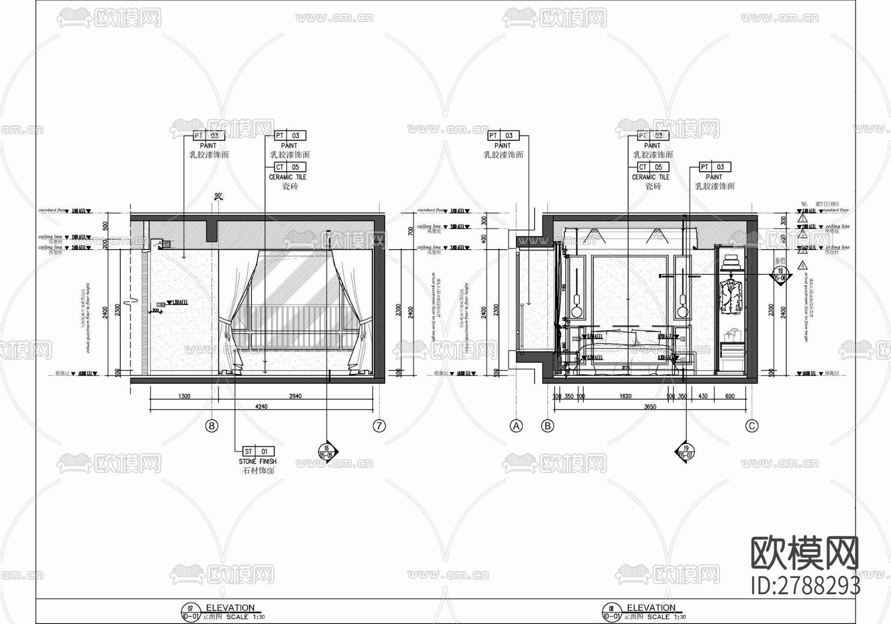 85㎡两居室家装样板间室内CAD施工图下载（渲染图9）