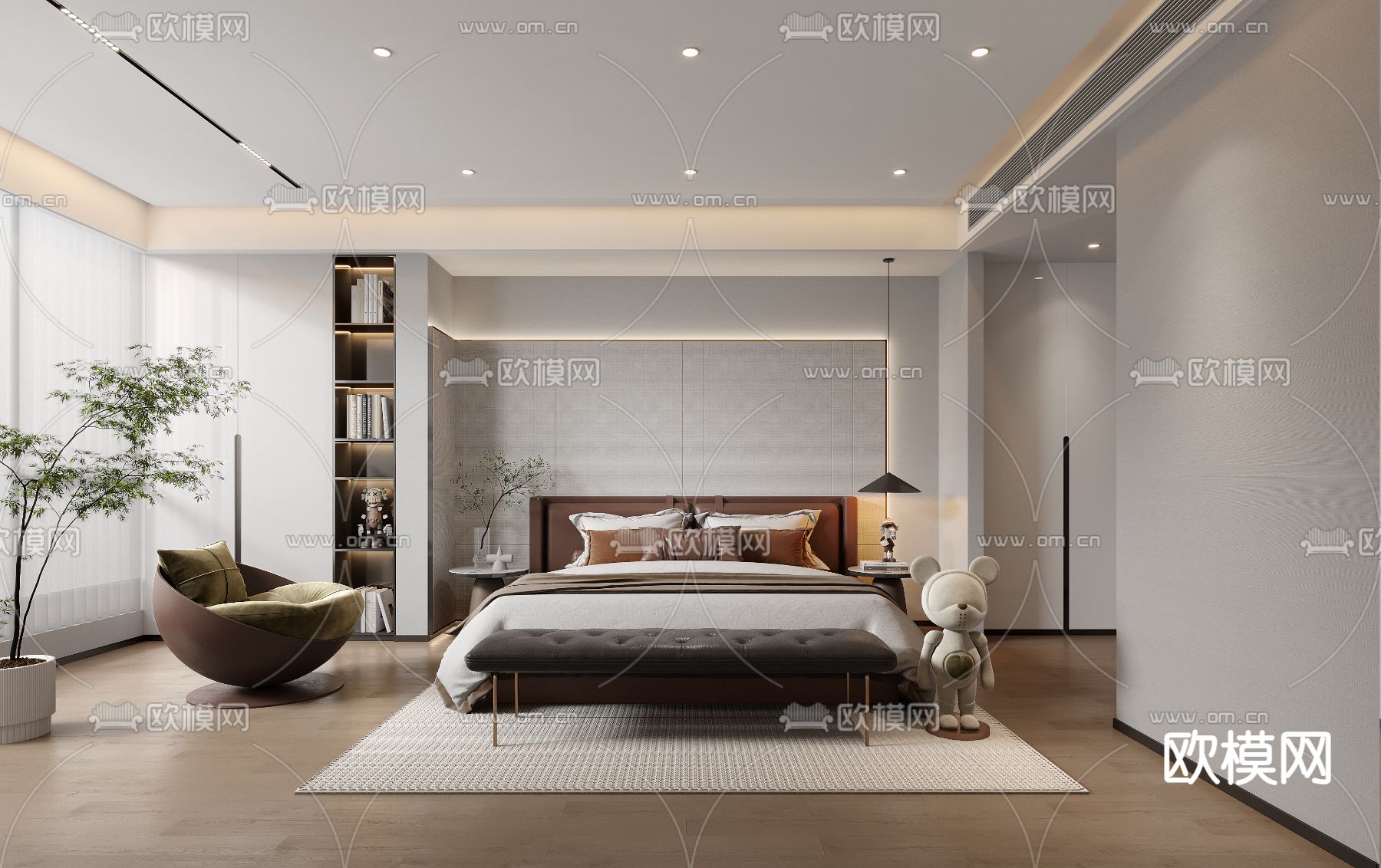 现代卧室 主卧3d模型下载