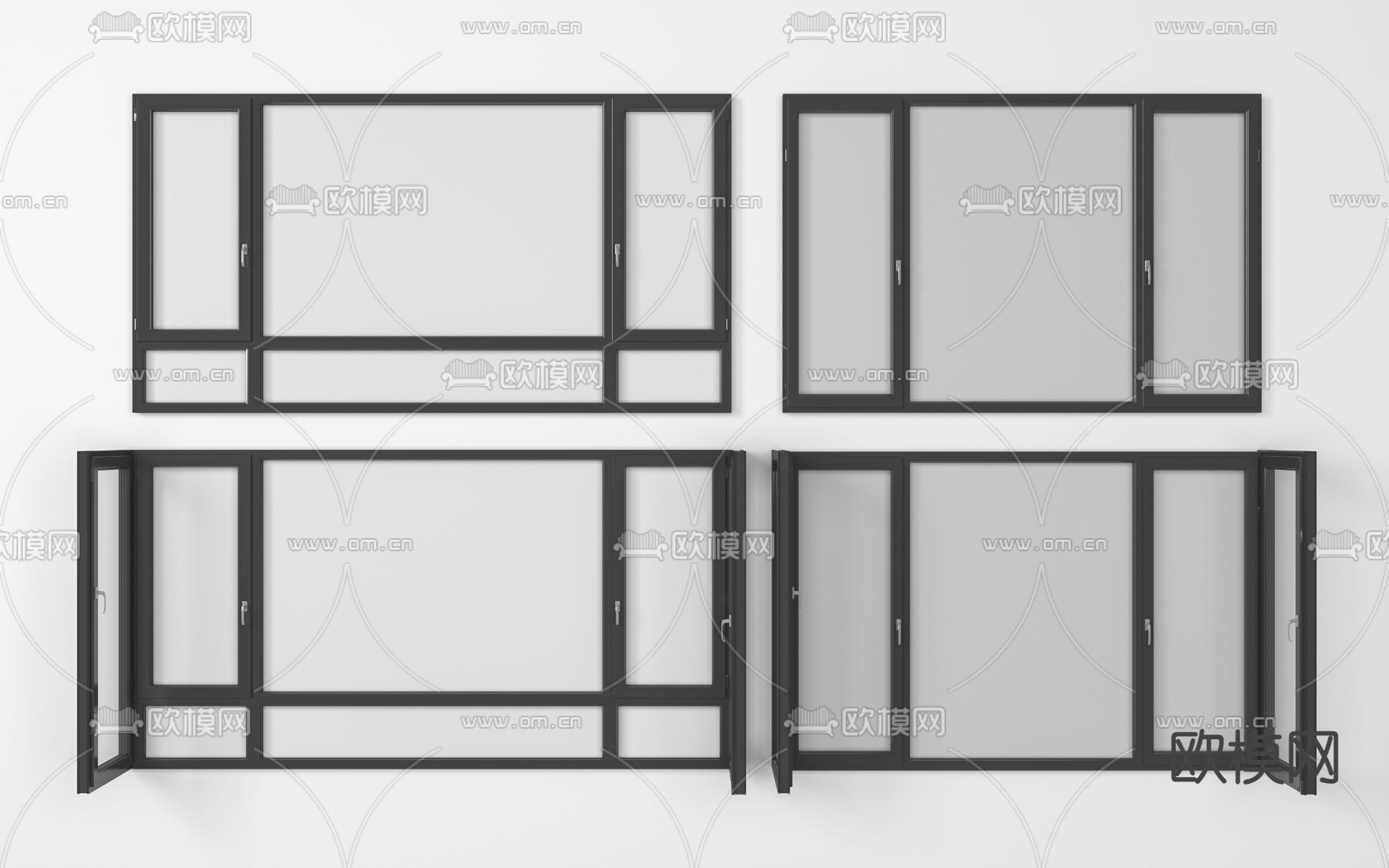 现代落地窗su模型下载_ID14221390_sketchup模型下载-欧模网