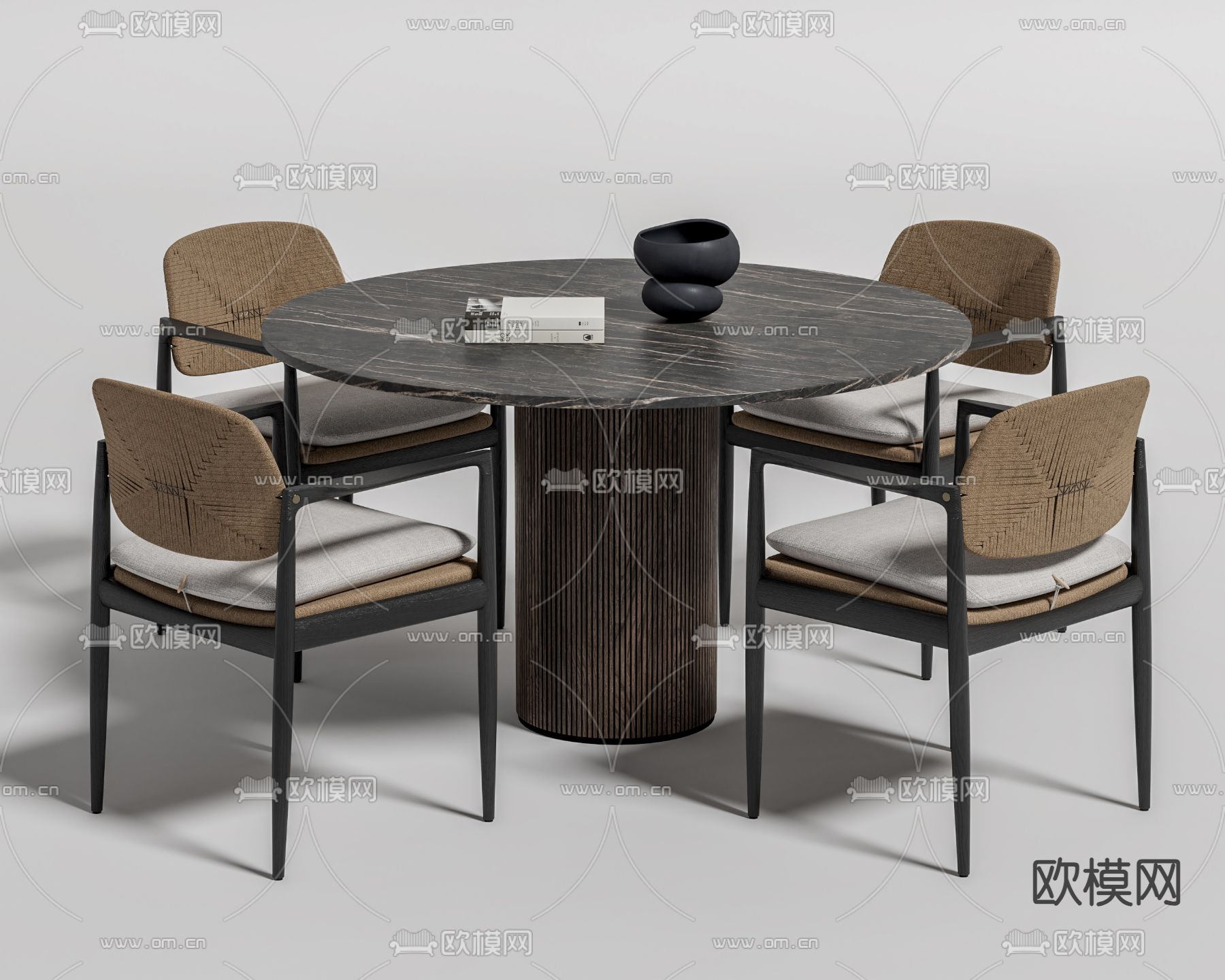 现代餐桌椅su模型下载（渲染图1）