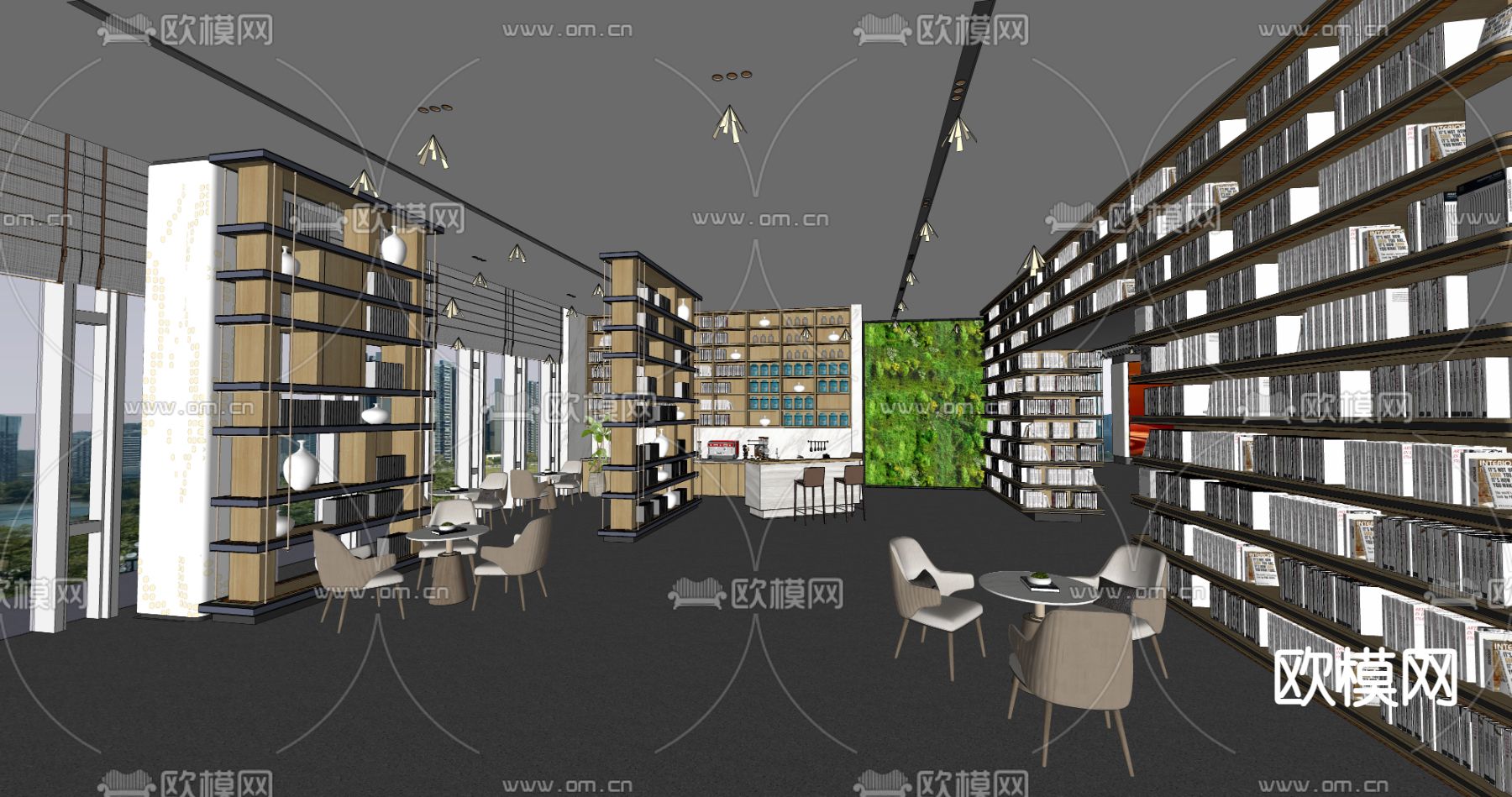 图书馆书店 书吧su模型下载（渲染图2）