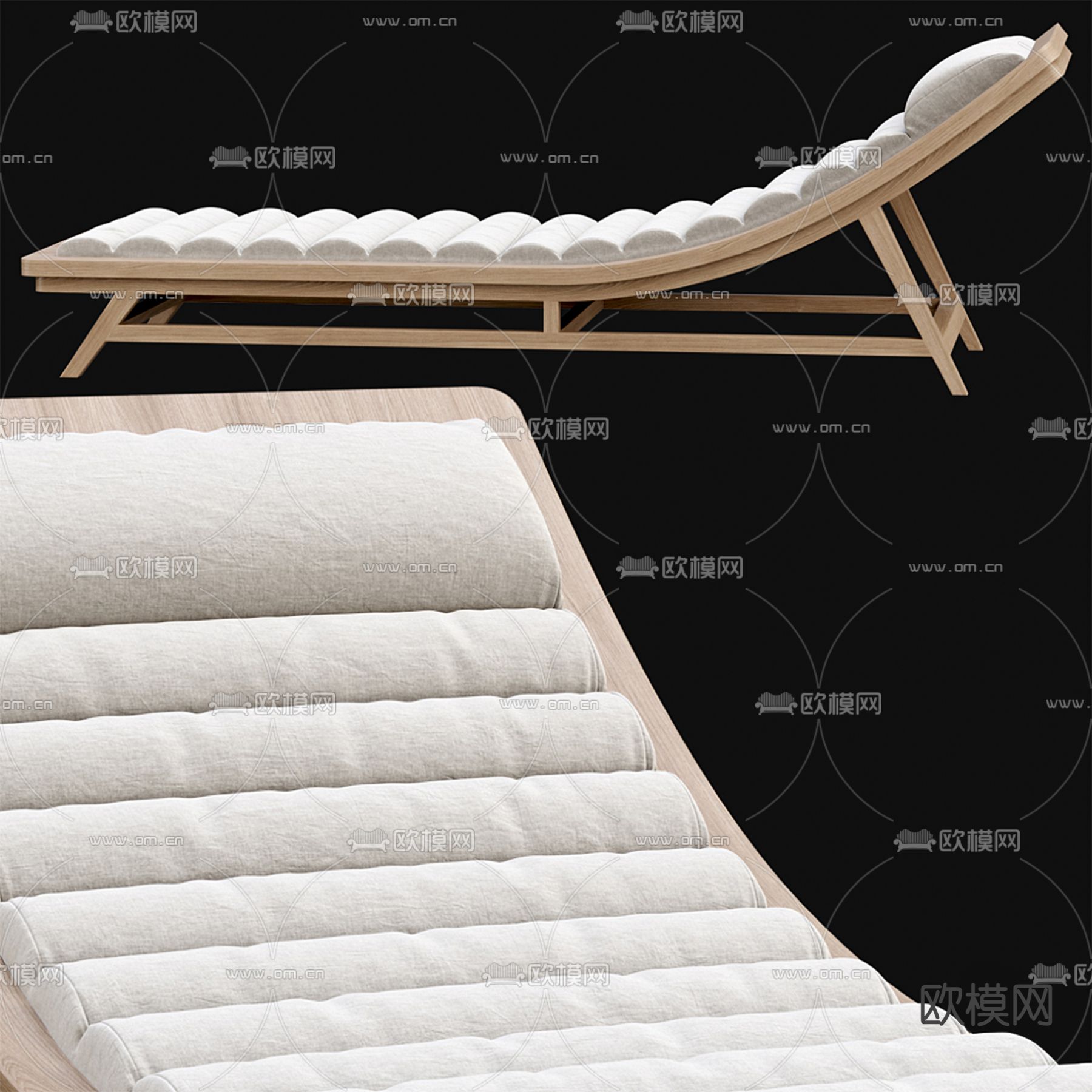 户外躺椅 沙滩椅3d模型下载（渲染图2）