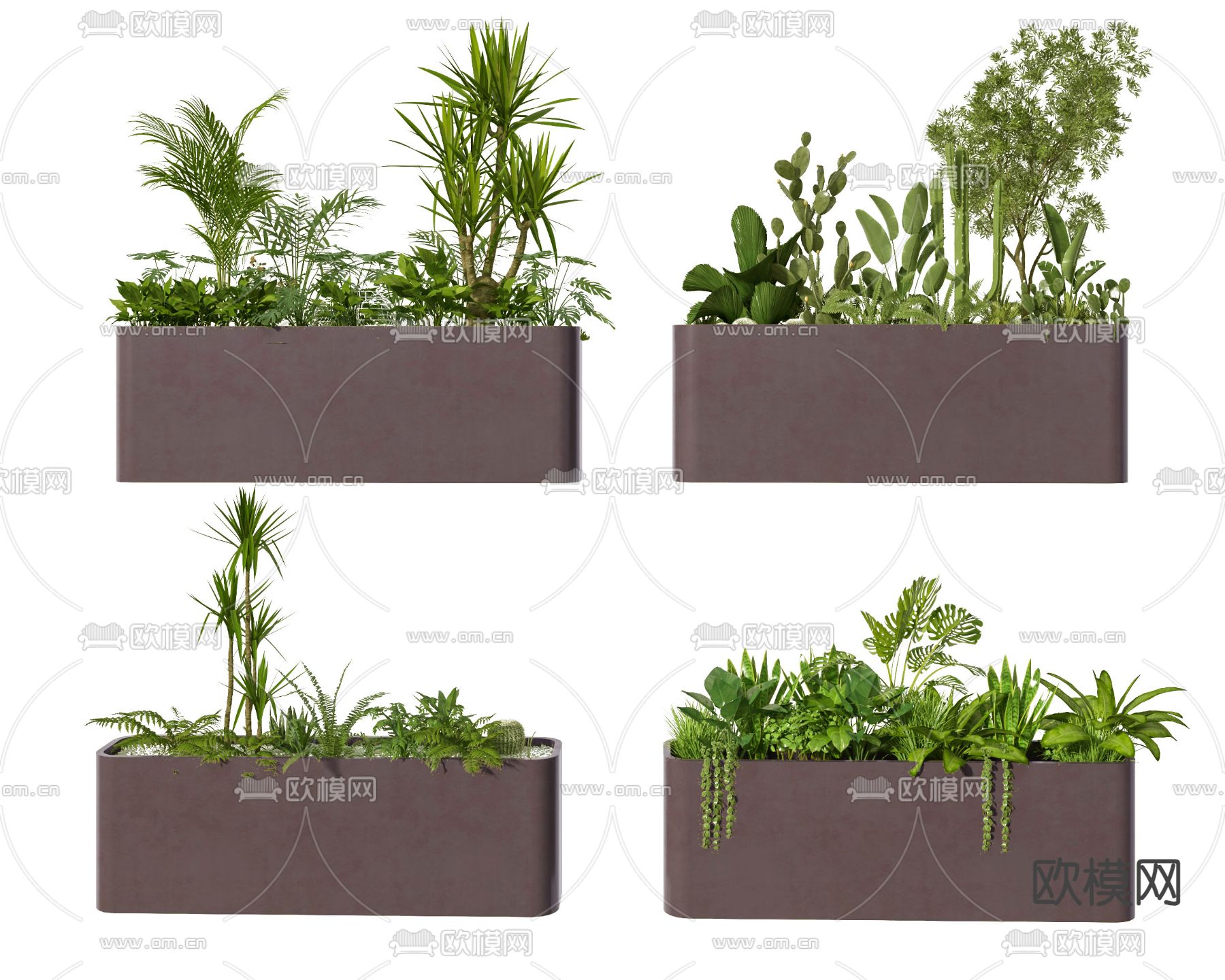 户外花箱 花坛 花池3d模型下载