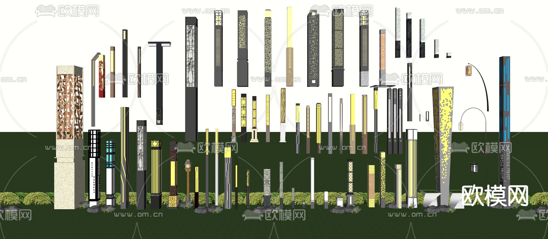 草坪灯 庭院灯 景观灯 地灯su模型下载（渲染图2）