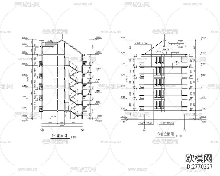 小區(qū)建筑cad施工圖下載(渲染圖7)
